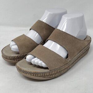 Fitflop Lolla 138-088 Couger Taupe Suede Leather Slip On Espadrille Sandals Sz 7